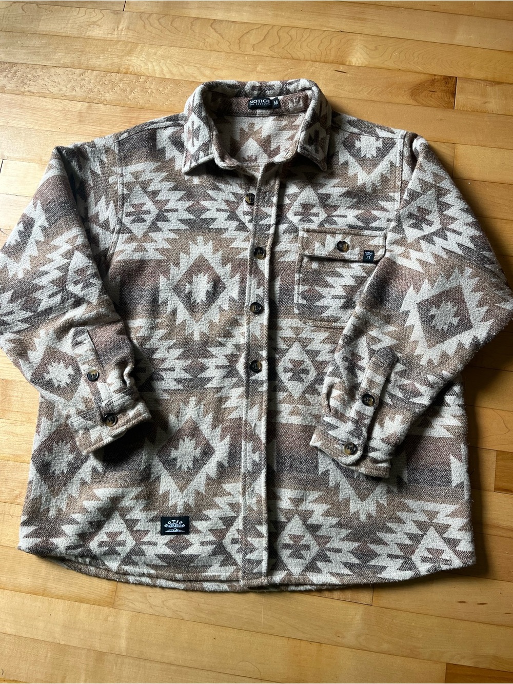 Notice the Reckless Aztec Button-Up Jacket - Tan & Cream